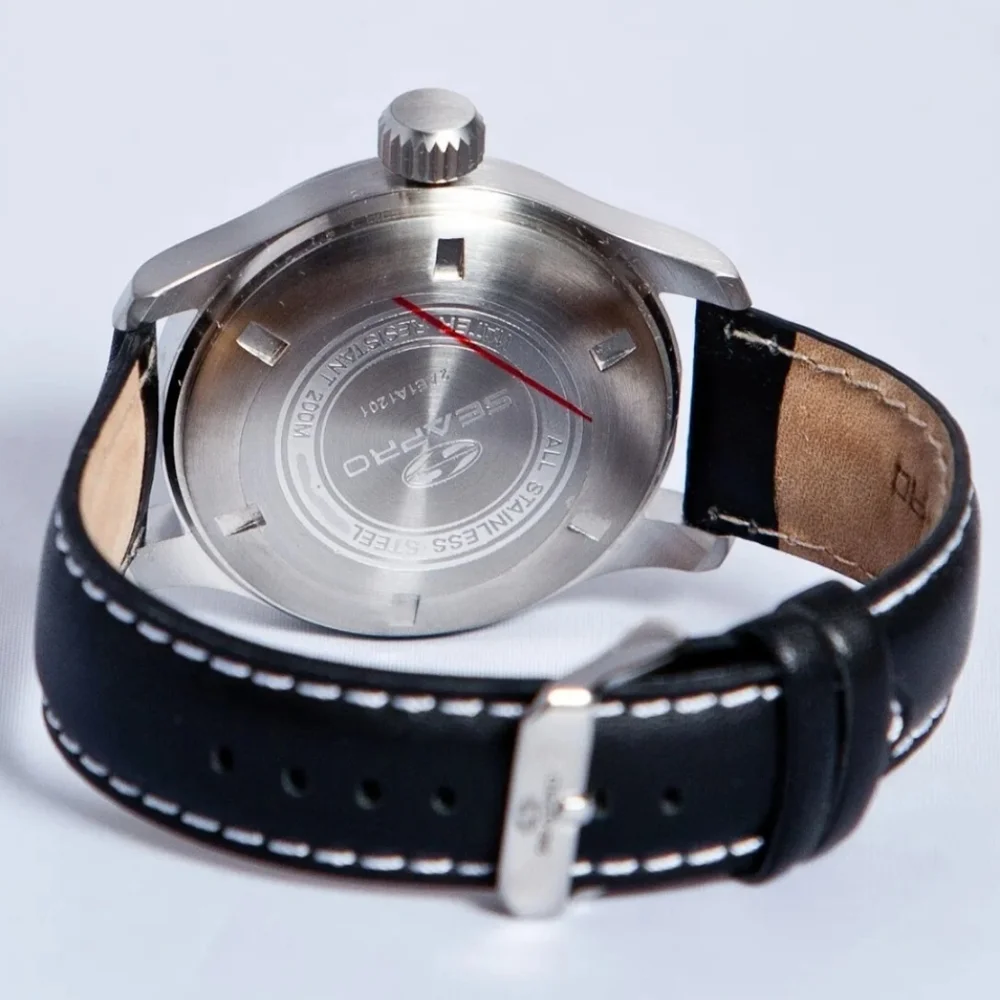 Seapro Men's Enforcer Black Leather Watch
